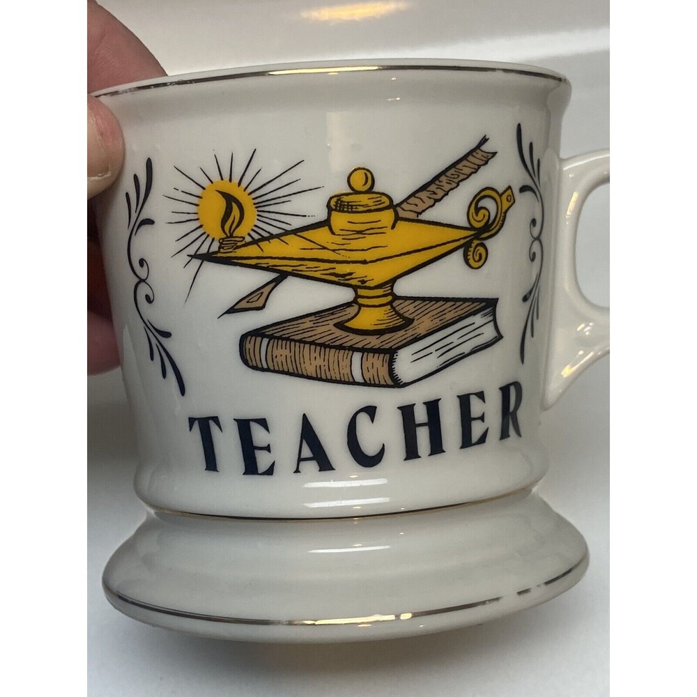 Vintage Large TEACHER Genie Lamp 1960s High End Ceramic Coffee Mug Rare